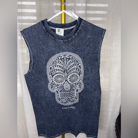 MR. BUHO Mexican Skull Sleeveless in Gray Shirt Sz M - Picture 2 of 4